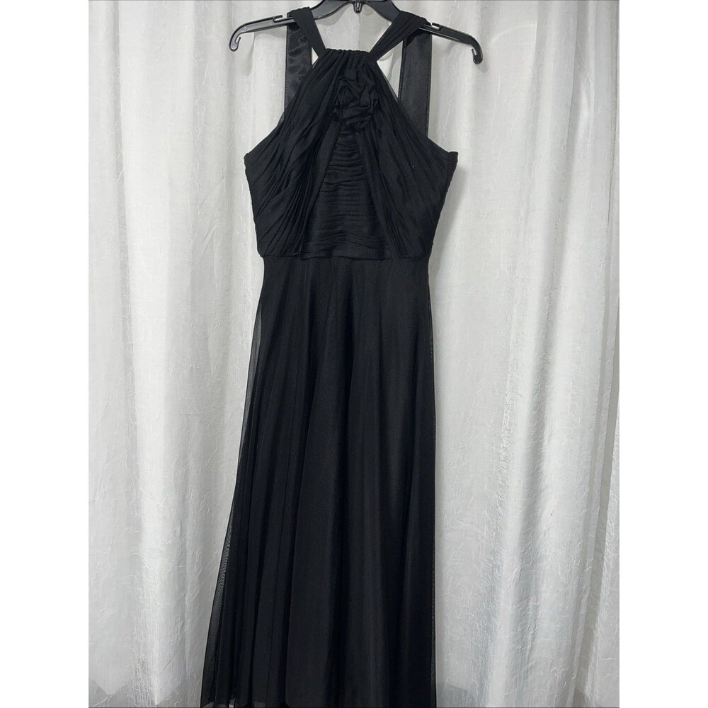 Badgley Mischka Black Sleeveless Hi-Lo Gown Black Size 4